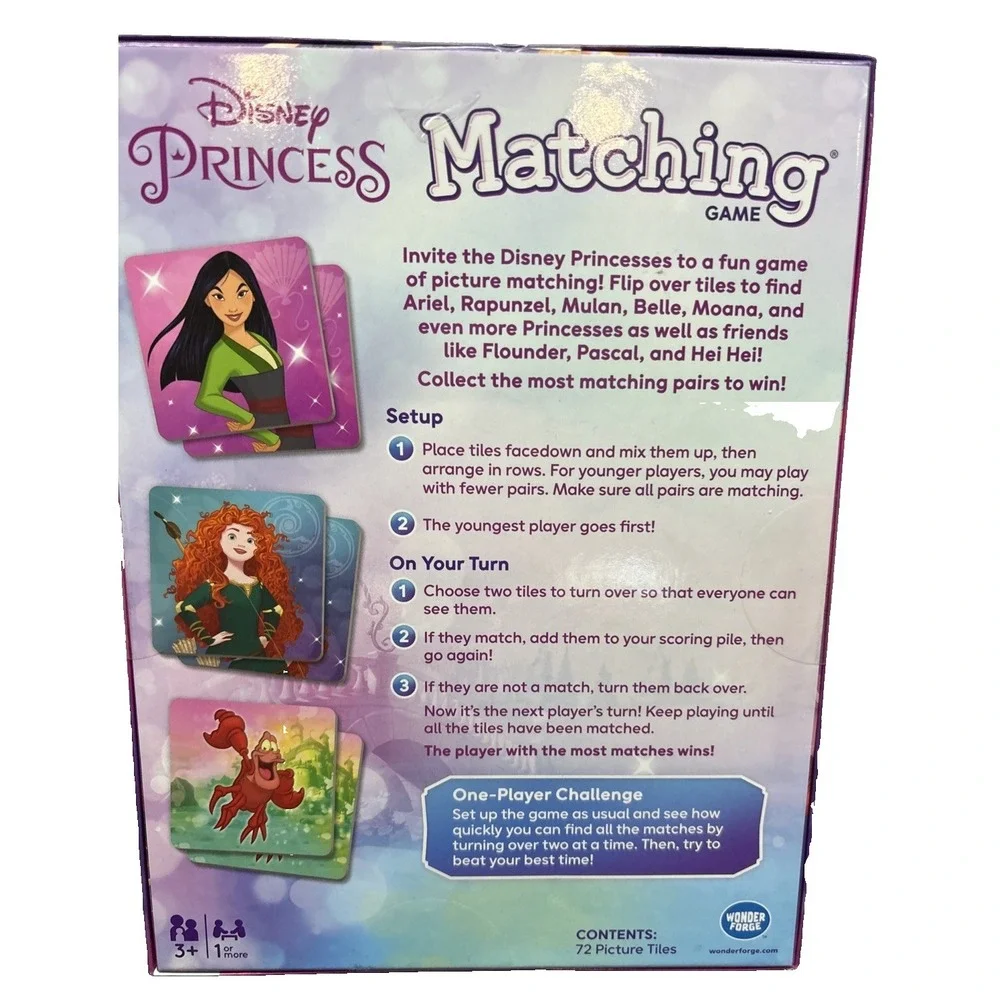 Disney‎ Princess Matching Game A Fun Game Of Picture Matching Age 3+ New Sealed
